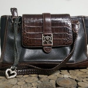 VTG BRIGHTON Pebbled Leather Braided Straps Handbg